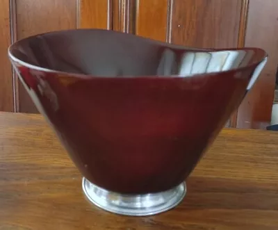 Hand Turned Large Mahogany Bowl MCM Vintage • $78.75