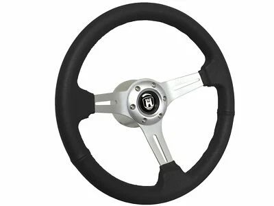 $274.99 • Buy 1974.5-79 VW S6 Black Leather Steering Wheel Brushed Kit, Castle Emblem