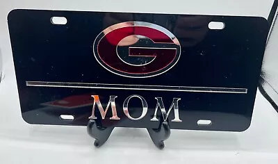 UGA UNIVERSITY OF GEORGIA Bulldogs Black Mirrored MOM License Plate / Car Tag • $22