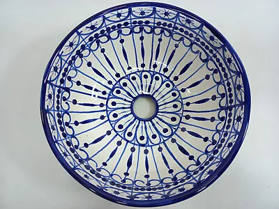 10¾  ROUND TALAVERA SINK Vessel Mexican Bathroom Sink Handmade Folk Art Ceramic • $109