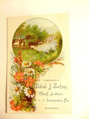 Vintage Victorian Advertising Card:  Edward J. Zahm Jeweler Lancaster PA • $5.99