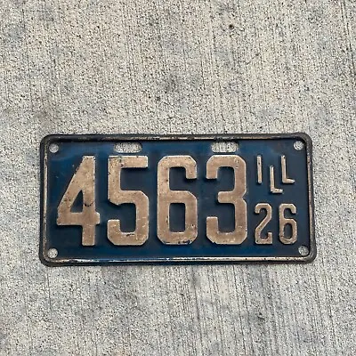 1926 Illinois License Plate 4563 Low Number 4 Digit Auto Garage Ford Model T • $87.79