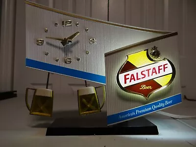 Stunning 1960s Vtg Falstaff Beer Bar Motion Sign Lamp Toasting Mugs Clock MINTY! • $650