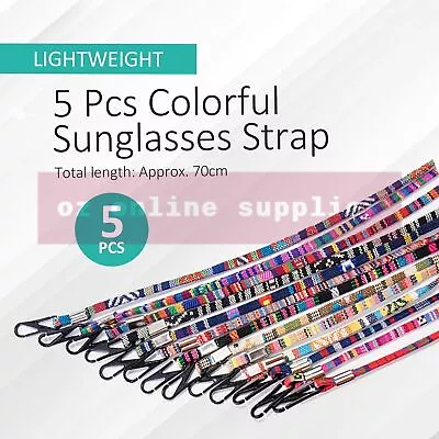 $4.55 • Buy 5 Pcs Colorful Sunglasses Strap Eyeglass Chain Reading Glasses Holder Neck Cord