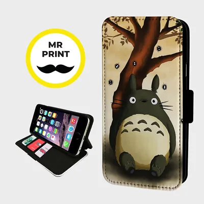 £9.77 • Buy CUTE TOTORO UNDER TREE - Faux Leather Phone Flip Cover - Fits IPhone & Samsung