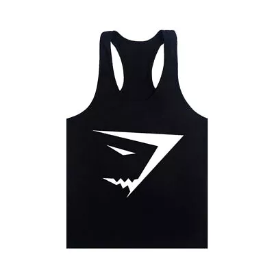 Mens Gym Vest Racerback Bodybuilding Muscle Stringer Plain Tank Top Fitnes • £5.87