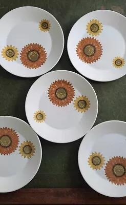 J & G Meakin Studio Palma Dinner Plates Retro Sunflowers 1960s Mid Century • £4.99