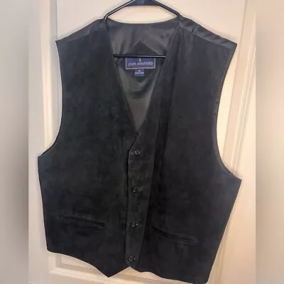 John Ashford Black Suede Leather Frontmen’s Sized Vest. Adjustable Back SizeXL • $16
