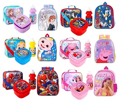 Children's Character 4 Piece Set Backpack And 3Pcs Lunch Bag  Boys Girls School • £19.99