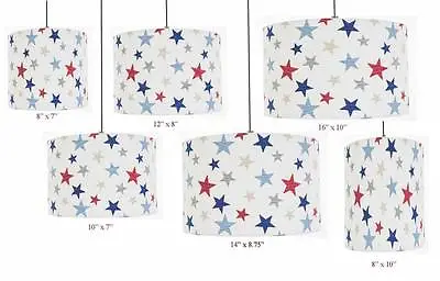 Handmade Funky Stars Red Blue Silver Lampshade Ceiling Pendant Cushion • £22.99