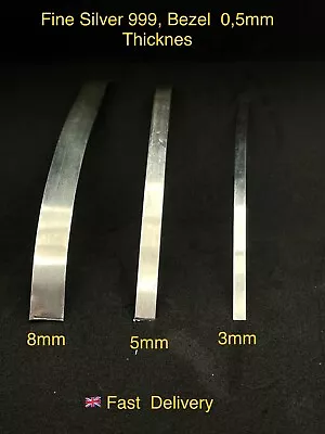 £4 • Buy Fine Silver 999, Bezel 3mm, 5mm, 8mm Width, 0,5mm Thicknes - (Soft)