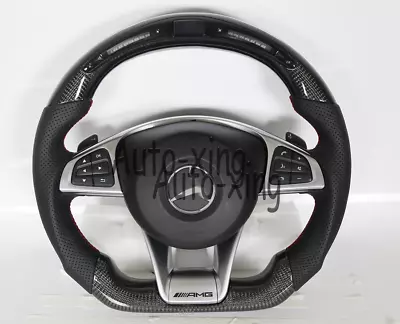 Led Smart Carbon Fiber Flat Steering Wheel For Mercedes-Benz AMG W205 E63s C63 • $1169.10