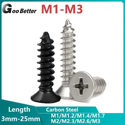 £1.48 • Buy M1-M3 Small Micro Pozi Flat Head Self Tapping Screw Phillips Countersunk Screws