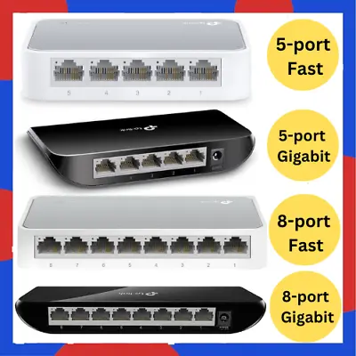 TP-Link Gigabit Desktop Network Switch Ethernet Splitter Hub - 5 Port & 8 Port • £16.22