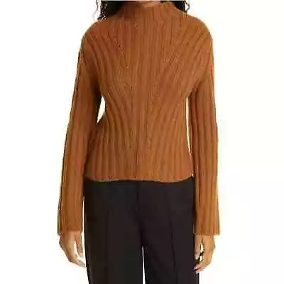 VINCE NEW $445 Rib Transfer Mock Neck Wool & Cashmere Sweater Vicuna XL • $74.99