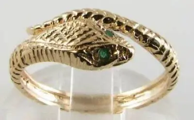 9CT 9K GOLD COLOMBIAN EMERALD SNAKE EYES EDWARDIAN INS RING Size J  K L M... • £279