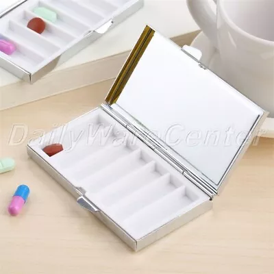 Rectangle Medicine Vitamin Capsule Organizer Case Metal 7 Day Pill Box Container • $3.79