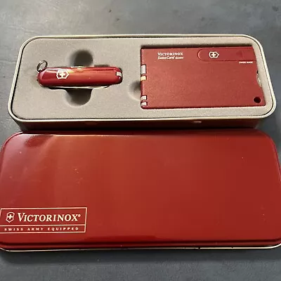 RARE Victorinox Retired RED Swiss Card Quattro SET With Knife New Old Stock Box! • $75