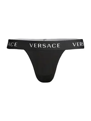 $38 • Buy Versace Women's US XS - V2 Logo Thong Underwear Black - Retail $50