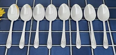 8 IS Silverplate Rogers Mfg SILVER MIST MARIGOLD Place Oval Soup Spoons 1935 • $23.95