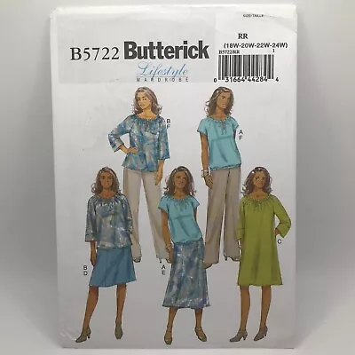 Butterick B5722 Misses Sz 18W-24W Top Dress Shorts Pants Sewing Pattern FF UC • $6