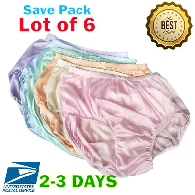 6x Lingerie Soft Nylon Full Brief Panties Women Underwear Size XL VTG Granny New • $30.63