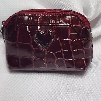 Brighton Wine Colored Croc Embossed Shiny Leather Coin/Change  Purse Vintage • $12