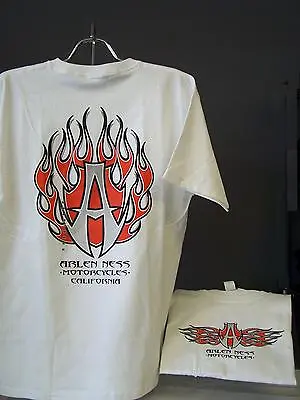 Arlen Ness FLAME WHITE T-Shirt Motorcycle Chopper Bobber Cruiser Bagger Biker  • $14