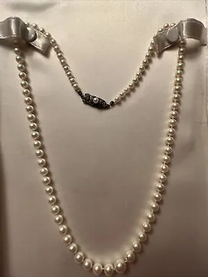 MIKIMOTO 21” Pearl Necklace 3mm-7mm Silver Clasp • $1200