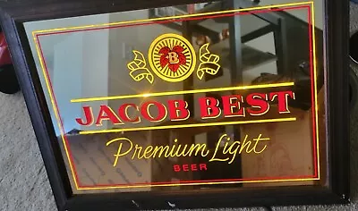 Pabst Brewing -Jacob Best Premium Light Beer Lighted Mirror Bar Sign 20x14x4 • $55