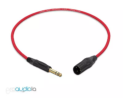 Mogami 2549 Cable | Neutrik Gold 1/4  TRS XLR-M | Red 3 Feet | 3 Ft. | 3' • $23.75