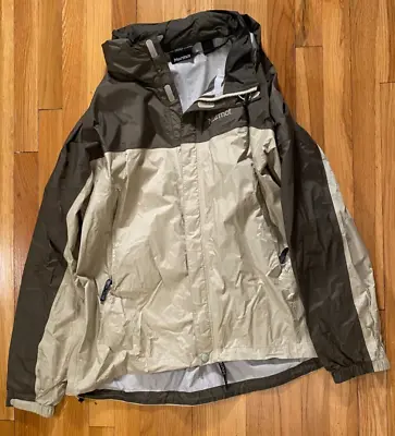 Marmot Precip Jacket Mens XL Windbreaker Hooded Beige Water Resistant Rain Coat • $28.99