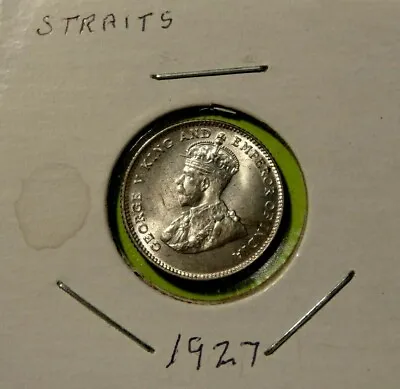 1927 Straits Settlement 10 Cents Silver World Coin BU • $11.95