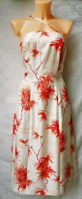 VINTAGE 1950s 1940s STYLE DRESS SUMMER BEACH HAWAIIAN  PRINT S M 10 12 HOLIDAY • £89.99
