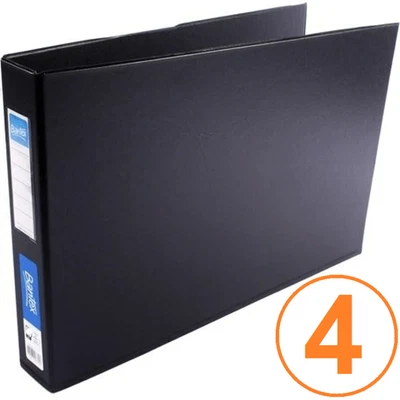 NEW 4x Bantex Ring Binder Folder Landscape 2D Ring 65mm A3 Black Box BULK • £113.08