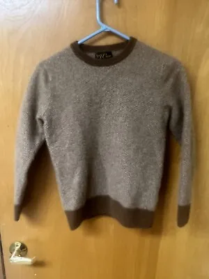 J Crew Mens100% Cashmere Herringbone Crewneck Sweater Brown Size M • $75