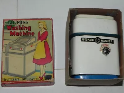 Vintage Japan Tin  Lil-Miss Washing Machine  Battery Operated EXC In Box • $38.13