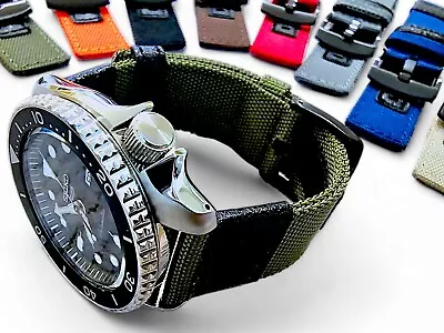 Canvas Watch Strap Band Leather Nylon Militar Sailcloth Fabric Mens 20mm 22mm UK • £9.95