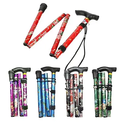 Adjustable Walking Stick Easy Fold Cane Lightweight Mobility Collapsible Sticks • £7.89