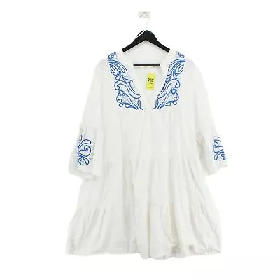 Accessorize Women's Midi Dress XL White Cotton With Linen A-Line • £12.40