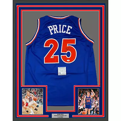 Framed Autographed/Signed Mark Price 33x42 Cleveland Blue Jersey PSA COA • $399.99