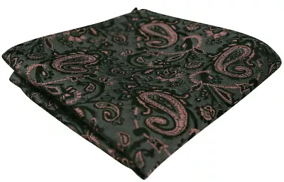 Grey Paisley Floral Pocket Hanky Hankie Dusty Pink Wedding Handkerchief Square • £3.67