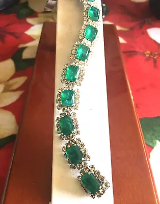 Vintage Faux Emerald & Diamond Bracelet • $549.99
