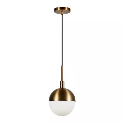 Orb 1-Light Small Globe Brass And Frosted Glass Pendant By Meyer&Cross • $35.99