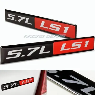 2 X Universal 5.7L LS1 Engine Red & Black Aluminum Emblem Badge Sticker Decal • $7.95