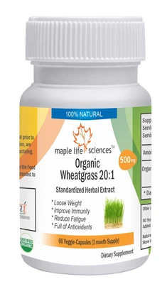 $8.63 • Buy ORGANIC Wheat Grass 20:1 Extract Capsuels , Pure & High Quality, Antioxidant