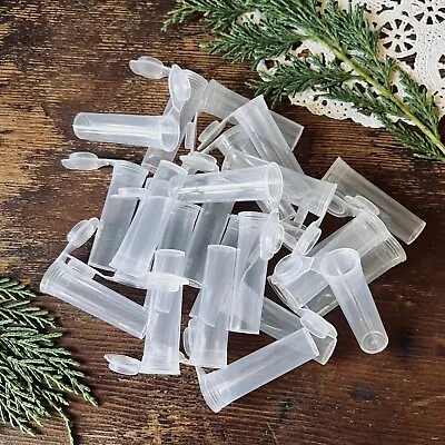 100 TINY Plastic Mini Vials Hinged Lid  1 Tsp Meds Tablet Container USA Tube • $23.96