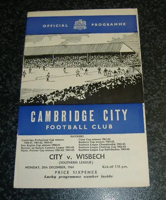 Cambridge City V Wisbech 1964/65 • £1.50