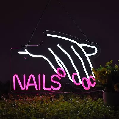 Nails Salon Neon Sign Dimmable Neon Light For Wall Decor Powered By USB Adapt... • $44.37