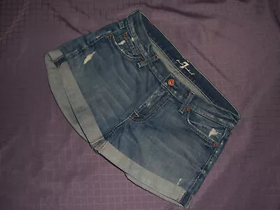 7 Seven For All Mankind  Mid Rise  Denim Blue Jean Shorts Size 27 • $7.88